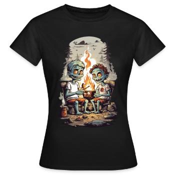 Zombie Camping Halloween Enfants Dessin Animé - T-shirt Femme - noir - Devant - AI Model Female 172 dark (172cm)