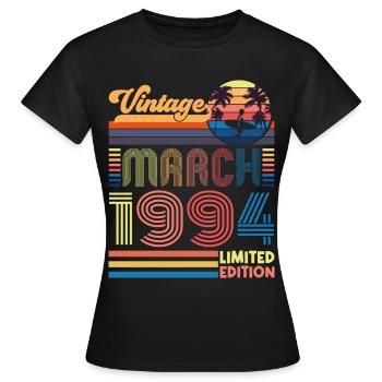Geburtstag März 1994.Geschenk März 1994.März 1994 - Frauen T-Shirt - Schwarz - Vorne - AI Model Female 172 dark (172cm)