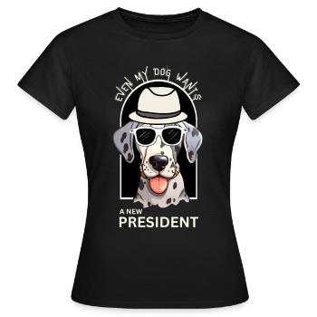 Un chien dalmatien américain veut un nouveau président américain - T-shirt Femme - noir - Devant - AI Model Female 172 dark (172cm)