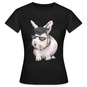 Érudit Lapin Enseignant Professions Études Abi Graduation - T-shirt Femme - noir - Devant - AI Model Female 172 dark (172cm)