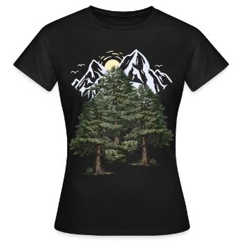 Wildnis Gebirge Natur Wald Kiefern Tannen Bäume - Frauen T-Shirt - Schwarz - Vorne - AI Model Female 172 dark (172cm)