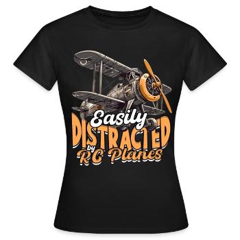 Modèle réduit d’avion facilement distrait par les avions RC - T-shirt Femme - noir - Devant - AI Model Female 172 dark (172cm)