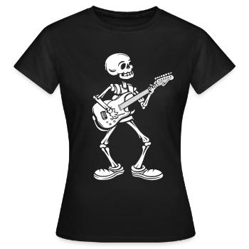 Funny Skeleton Skull Guitarist Halloween - Frauen T-Shirt - Schwarz - Vorne - AI Model Female 172 dark (172cm)