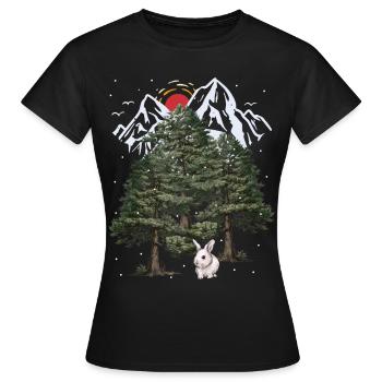 Alps, Bunny, Winter, Snowfall, Christmas, Rabbit - Women's T-Shirt - black - Front - AI Model Female 172 dark (172cm)
