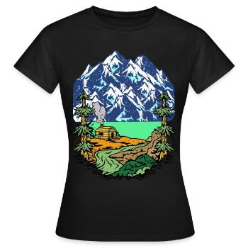 Alps, Summit, Mountains, Beg Hut, House, Alm, Tyrol, Nature - Women's T-Shirt - black - Front - AI Model Female 172 dark (172cm)