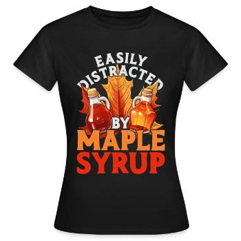 Ahornsirup facilement distrait par le sirop d’érable - T-shirt Femme - noir - Devant - AI Model Female 172 dark (172cm)