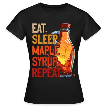 Sirop d’érable Sève d’érable Eat Sleep Sirop d’érable Répéter - T-shirt Femme - noir - Devant - AI Model Female 172 dark (172cm)