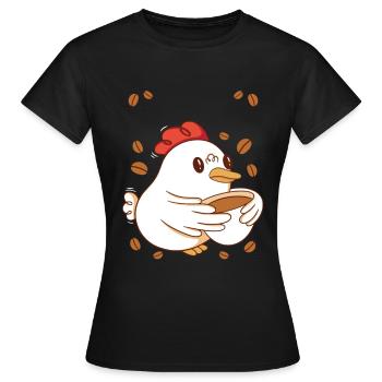 Pause-café Caféine Poulet Petit-déjeuner Early Bird - T-shirt Femme - noir - Devant - AI Model Female 172 dark (172cm)