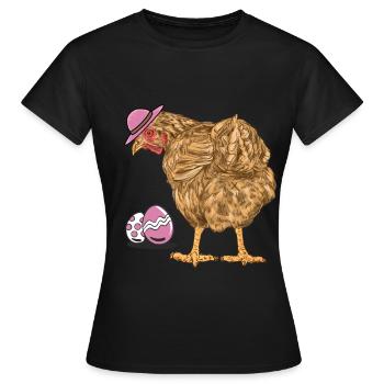 Huhn Federvieh Geflügel Ostereier Ei Hühnerhof - Frauen T-Shirt - Schwarz - Vorne - AI Model Female 172 dark (172cm)