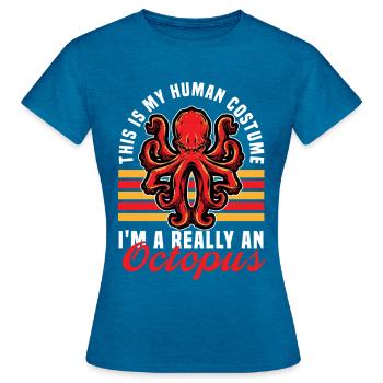 Octopus - Women's T-Shirt - antique blue sapphire heather - Front - AI Model Female 172 dark (172cm)