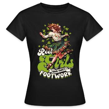 Les filles de la danse irlandaise ont un jeu de jambes sophistiqué - T-shirt Femme - noir - Devant - AI Model Female 172 dark (172cm)