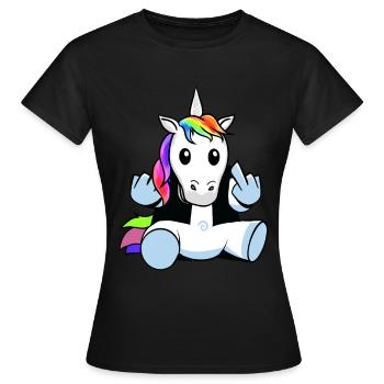 Fabelwesen Fabel Einhorn Jugendliche Jugendlicher - Frauen T-Shirt - Schwarz - Vorne - AI Model Female 172 dark (172cm)