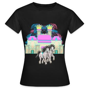 Schloss Märchen Pferd Könighaus König Mittelalter - Frauen T-Shirt - Schwarz - Vorne - AI Model Female 172 dark (172cm)
