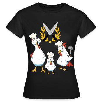 Hobbyköche Hühner Federvieh Koch Restaurant Lokal - Frauen T-Shirt - Schwarz - Vorne - AI Model Female 172 dark (172cm)