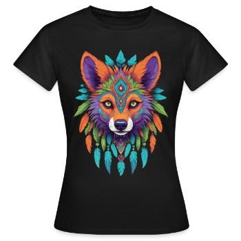 Chacal Mandala Art ésotérique - T-shirt Femme - noir - Devant - AI Model Female 172 dark (172cm)