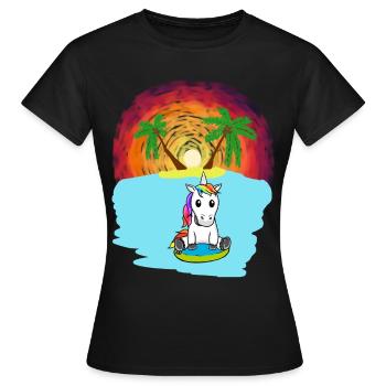 Licorne Mers du Sud Vacances Océan Île Détresse Mer Lac - T-shirt Femme - noir - Devant - AI Model Female 172 dark (172cm)