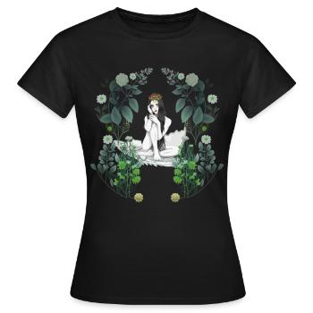 Fille Femme Printemps Floral Fantaisie Coquille D’oeuf - T-shirt Femme - noir - Devant - AI Model Female 172 dark (172cm)