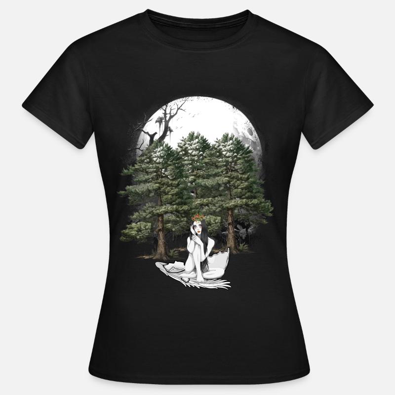 Mädchen Wald Fee Elfe Fantasy Märchenfigur Ei - Frauen T-Shirt - Schwarz