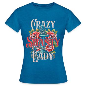 Shanty Choir Sea Shanties Crazy Shanty Lady - T-shirt Femme - bleu saphir antique chiné - Devant - AI Model Female 172 dark (172cm)
