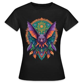 Flughund Mandala Traumfänger Design - Frauen T-Shirt - Schwarz - Vorne - AI Model Female 172 dark (172cm)