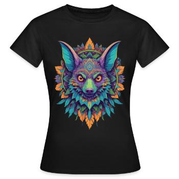 Flughund Mandala Design In Einzigartigem Stil - Frauen T-Shirt - Schwarz - Vorne - AI Model Female 172 dark (172cm)