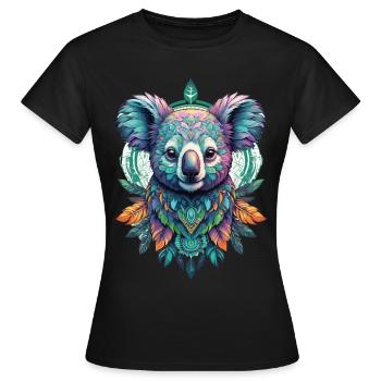 Koala Spiritual Mandala Dream Catcher Design - Women's T-Shirt - black - Front - AI Model Female 172 dark (172cm)
