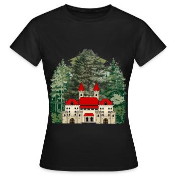 Mittelalter Burg Schloss Festung König Ritter - Frauen T-Shirt - Schwarz - Vorne - AI Model Female 172 dark (172cm)
