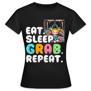 Gripper Kraller Gripper Eat Sleep Grab Repeat - T-shirt Femme - noir - Devant - AI Model Female 172 dark (172cm)