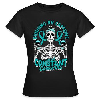Anxiety Disorder Runnin On Caffeine Constant Concerns - Women's T-Shirt - black - Front - AI Model Female 172 dark (172cm)