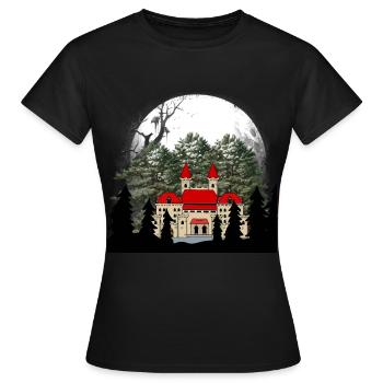 Märchen Schloss Mittelalter Burg Festung Dark - Frauen T-Shirt - Schwarz - Vorne - AI Model Female 172 dark (172cm)