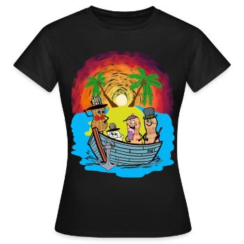 Expédition dans les mers du Sud, Voyage, Aventure, Cacahuètes, Ahoy - T-shirt Femme - noir - Devant - AI Model Female 172 dark (172cm)