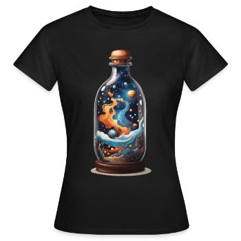 Weltall in Flasche Boho-Style Bohemian Streetwear - Frauen T-Shirt - Schwarz - Vorne - AI Model Female 172 dark (172cm)