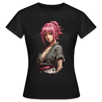 Anime Kunoichi Girl Japanischer Ninja Style - Frauen T-Shirt - Schwarz - Vorne - AI Model Female 172 dark (172cm)