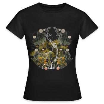 Animaux de la forêt Cerf orignal Suède Sauvage Forêt Nature - T-shirt Femme - noir - Devant - AI Model Female 172 dark (172cm)