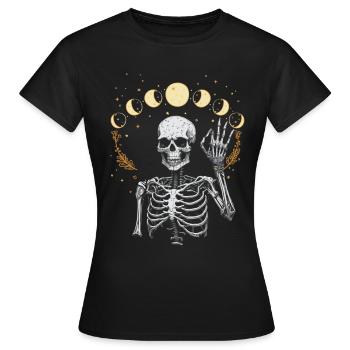 Mond Geist Skelett Geisterstunde Halloween Spuk - Frauen T-Shirt - Schwarz - Vorne - AI Model Female 172 dark (172cm)