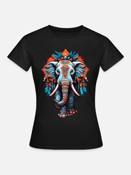 Elephant Spiritual Mandala Dream Catcher Design - Women's T-Shirt - black