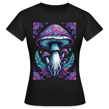 Spirituelles Pilz Mandala Erleuchtung - Frauen T-Shirt - Schwarz - Vorne - AI Model Female 172 dark (172cm)