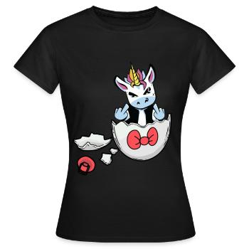 Licorne Naissance Grossesse Enceinte Bébé Oeuf - T-shirt Femme - noir - Devant - AI Model Female 172 dark (172cm)