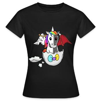 Bébé Licorne Naissance Coquille D’oeuf Bons Mauvais Oeufs - T-shirt Femme - noir - Devant - AI Model Female 172 dark (172cm)