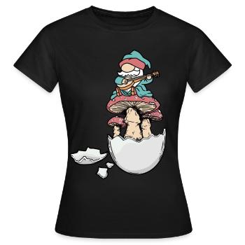 Coquille d’œuf nain Gnome Gnome Fantasy oeuf champignons - T-shirt Femme - noir - Devant - AI Model Female 172 dark (172cm)