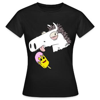 Pferd Sommer Eiskrem Hunger naschen Erfrischung - Frauen T-Shirt - Schwarz - Vorne - AI Model Female 172 dark (172cm)