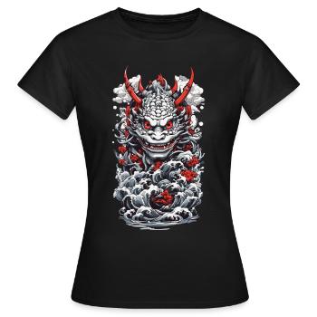 Monstre marin Esthétique Yokai Oni japonais - T-shirt Femme - noir - Devant - AI Model Female 172 dark (172cm)