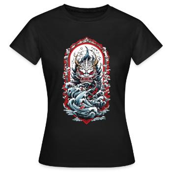 Esthétique du monstre marin Yokai Démon japonais - T-shirt Femme - noir - Devant - AI Model Female 172 dark (172cm)