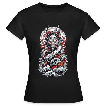 Monstre marin Esthétique Yokai Oni japonais - T-shirt Femme - noir - Devant - AI Model Female 172 dark (172cm)
