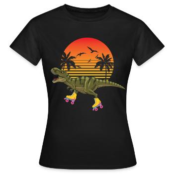 Trex Rollschuh Derby Beach 80er Jahre Kalifornien - Frauen T-Shirt - Schwarz - Vorne - AI Model Female 172 dark (172cm)