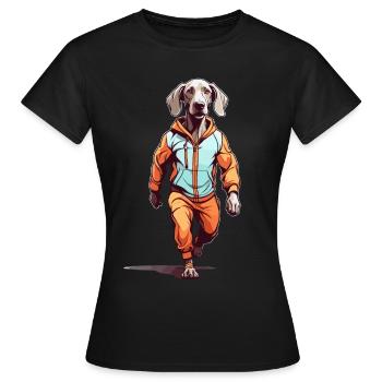 Braque de Weimar Streetwear Jogging Esthétique Fitness - T-shirt Femme - noir - Devant - AI Model Female 172 dark (172cm)