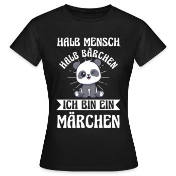 Mi-humain, mi-ours - T-shirt Femme - noir - Devant - AI Model Female 172 dark (172cm)