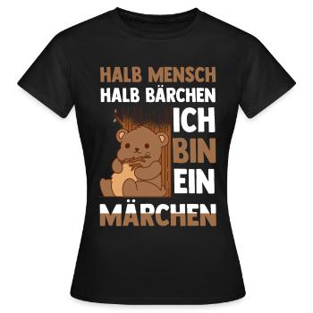 Mi-humain, mi-ours - T-shirt Femme - noir - Devant - AI Model Female 172 dark (172cm)