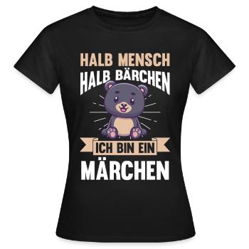 Mi-humain, mi-ours - T-shirt Femme - noir - Devant - AI Model Female 172 dark (172cm)