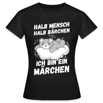 Mi-humain, mi-ours - T-shirt Femme - noir - Devant - AI Model Female 172 dark (172cm)